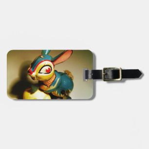 Kaninchen Spielzeug und Ostergelbe Ei Gepäckanhänger