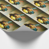 Kaninchen Spielzeug und Ostergelbe Ei Geschenkpapier (Ecke)