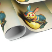 Kaninchen Spielzeug und Ostergelbe Ei Geschenkpapier (Rolleneckpunkt)