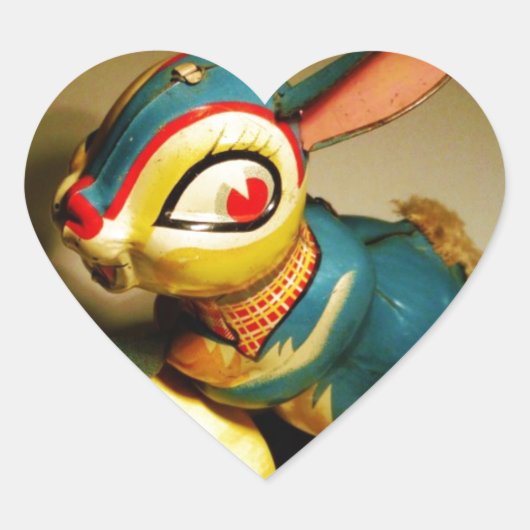 Kaninchen Spielzeug und Ostergelbe Ei Herz-Aufkleber (Vorderseite)