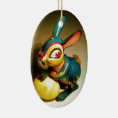 Kaninchen Spielzeug und Ostergelbe Ei Keramikornament (Rechts)