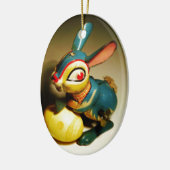Kaninchen Spielzeug und Ostergelbe Ei Keramikornament (Links)