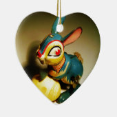 Kaninchen Spielzeug und Ostergelbe Ei Keramikornament (Rechts)