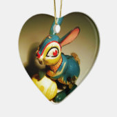 Kaninchen Spielzeug und Ostergelbe Ei Keramikornament (Links)