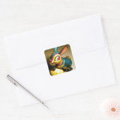 Kaninchen Spielzeug und Ostergelbe Ei Quadratischer Aufkleber (Umschlag)