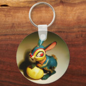 Kaninchen Spielzeug und Ostergelbe Ei Schlüsselanhänger (Vorderseite)