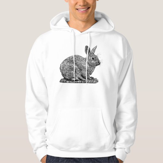 Kaninchen - Stift und Farbe Gezeichnet Hoodie (Vorderseite)
