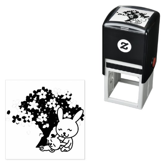 Kaninchen-Sträucher-niedlich-tierbaum Permastempel (Beispiel)