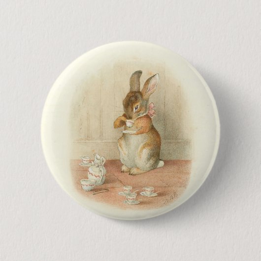 Kaninchen-Tea-Party Button (Vorderseite)