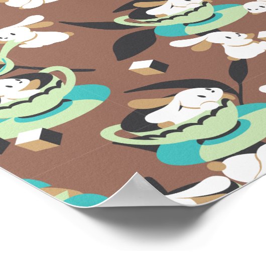 Kaninchen Tee Party Muster I Poster (Ecke)