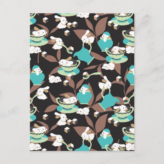 Kaninchen-Tee-Party Muster II Postkarte (Vorderseite)