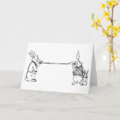 "Kaninchen-Telefonleitung" Grußkarte Karte (Gelbe Blume)