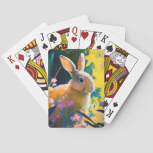 Kaninchen Tierportraitgemälde Wildtiere im Freien Spielkarten