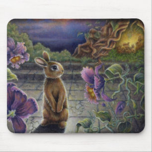 Kaninchen träumt Mousepad Fantasie-Blumen-Häsche