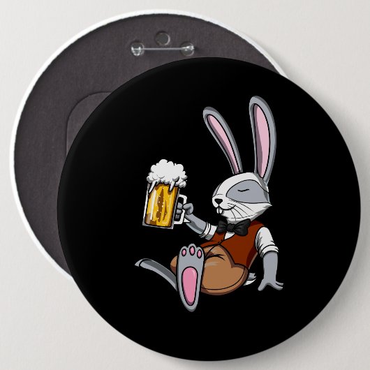 Kaninchen trinken Bier Bunny Funny Funny Party Button (Vorne & Hinten)