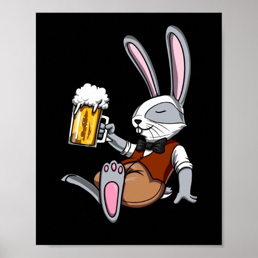 Kaninchen trinken Bier Bunny Funny Funny Party Poster (Vorne)