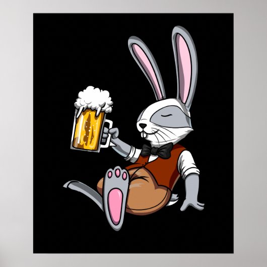 Kaninchen trinken Bier Bunny Funny Funny Party Poster (Vorne)