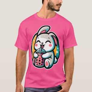 Kaninchen trinkt Boba Bubble Tea Kawaii Anime Süß T-Shirt