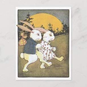 Kaninchen und aufgehende Sonne Postkarte