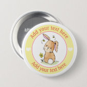 Kaninchen und Bienen Personalisiert Button (Vorne & Hinten)