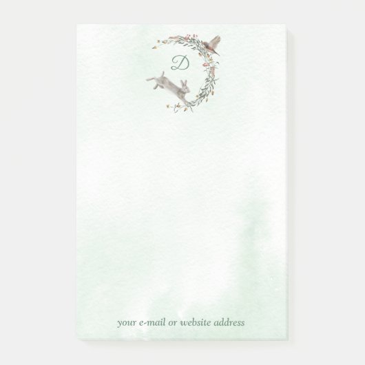 Kaninchen und Bird Monogram Post-it Klebezettel (Vorderseite)