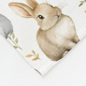 Kaninchen und Blätter Fleecedecke (Ecke)