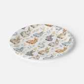 Kaninchen und Blätter Pappteller (Schrägansicht)