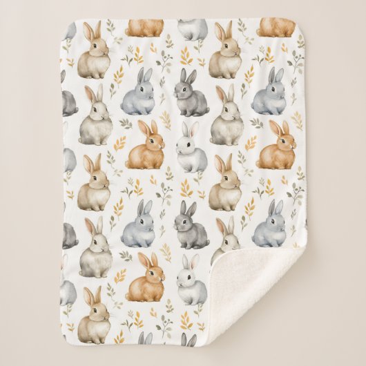 Kaninchen und Blätter Sherpadecke (Vorderseite)