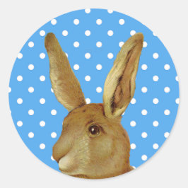 Kaninchen und Blue Polka Dot Runder Aufkleber