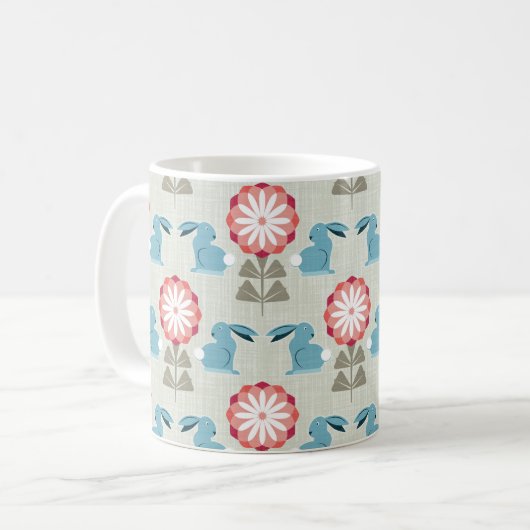 Kaninchen und Blume Kaffeetasse (Vorderseite Links)