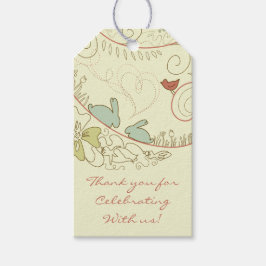 Kaninchen und Blume neutral Danke Babydusche Geschenkanhänger