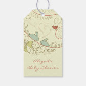 Kaninchen und Blume neutral Danke Babydusche Geschenkanhänger (Rückseite)