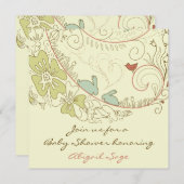 Kaninchen und Blume neutrale Babydusche Einladung (Vorne/Hinten)