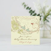 Kaninchen und Blume neutrale Babydusche Einladung (Stehend Vorderseite)