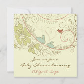 Kaninchen und Blume neutrale Babydusche Einladung (Vorderseite)