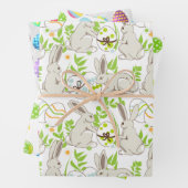 Kaninchen und Eier, die Papierblätter umhüllen Geschenkpapier Set (Beispiel)