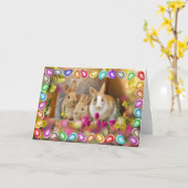 Kaninchen und Eier Ostern Karte (Gelbe Blume)