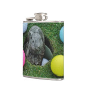 Kaninchen und farbige Golfbälle Flachmann (Links)