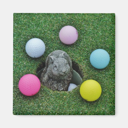 Kaninchen und farbige Golfbälle Magnet (Vorne)