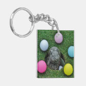 Kaninchen und farbige Golfbälle Schlüsselanhänger (Vorderseite links)