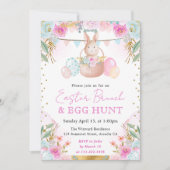 Kaninchen und Frühlingsblumen Ostern Einladung (Vorderseite)