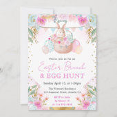 Kaninchen und Frühlingsblumen Ostern Einladung (Vorderseite)