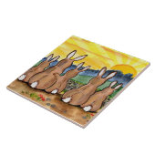 Kaninchen und Gelber Sonnenaufgang 6" Tile Trivet Fliese (Seite)