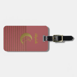 Kaninchen und Halbmond auf der Rose Rosa Gepäckmar Gepäckanhänger