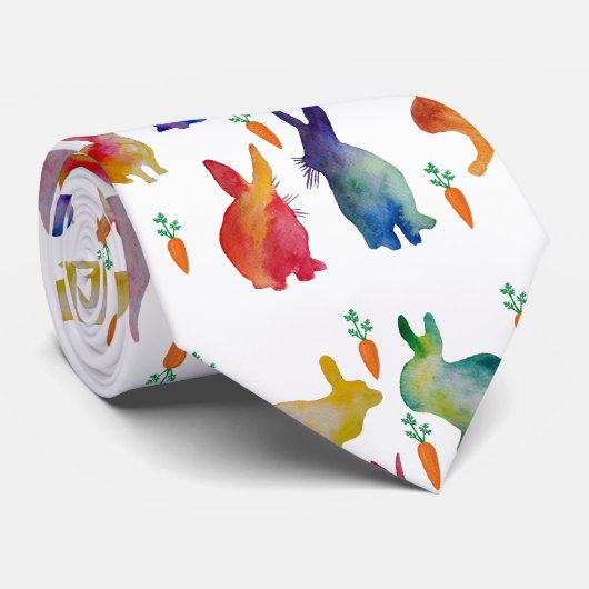Kaninchen und Karotten Wassercolo Art Krawatte (Gerollt)