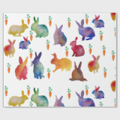 Kaninchen und Karotten Wassercolo Art Wrapping Pap Geschenkpapier (Flach)