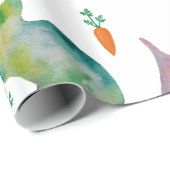 Kaninchen und Karotten Wassercolo Art Wrapping Pap Geschenkpapier (Rolleneckpunkt)