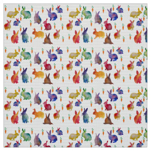 Kaninchen und Karotten watercolo Kunst Gewebe Stoff