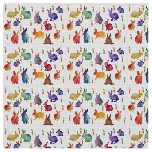 Kaninchen und Karotten watercolo Kunst Gewebe Stoff (Muster)