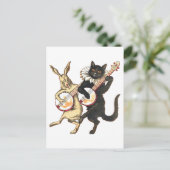 Kaninchen und Katzen Postkarte (Stehend Vorderseite)